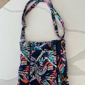 Vera Bradley Butterfly Pattern Quilted Shoulder Bag Multicolor with Zipper